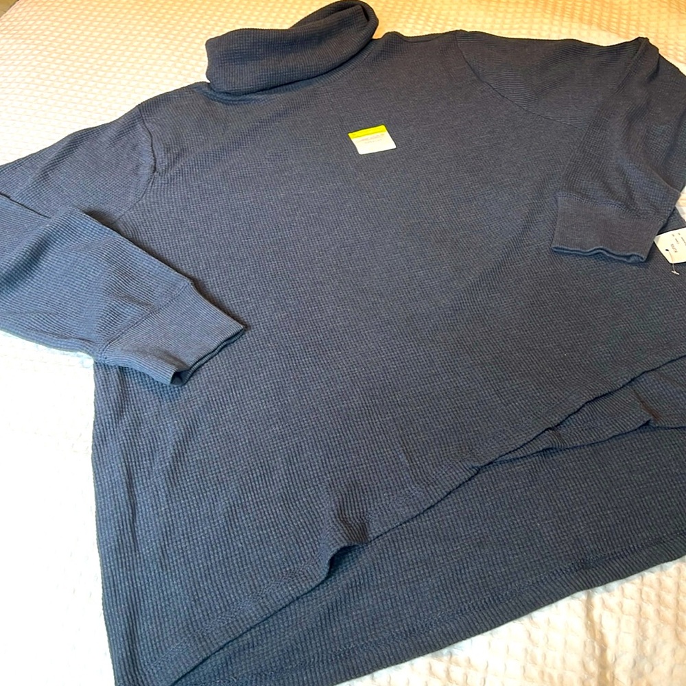 Eddie Bauer women’s 2x waffle weave turtleneck shirt in dusty blue- BRAND NEW